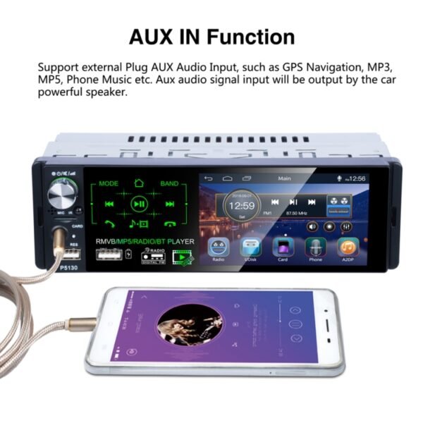 P5130 HD 1 Din 4.1 inch Car Radio Receiver MP5 Player, Support FM & AM & Bluetooth & TF Card, with Steering Wheel Remote Control - Image 12
