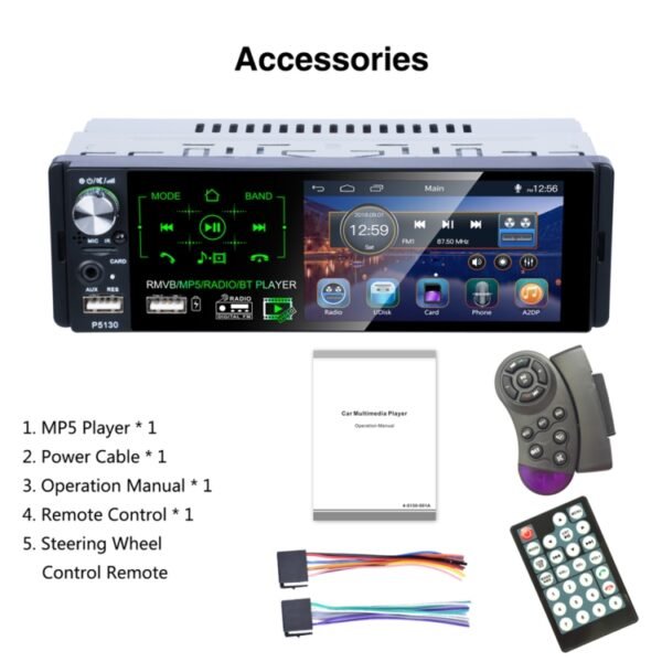P5130 HD 1 Din 4.1 inch Car Radio Receiver MP5 Player, Support FM & AM & Bluetooth & TF Card, with Steering Wheel Remote Control - Image 16