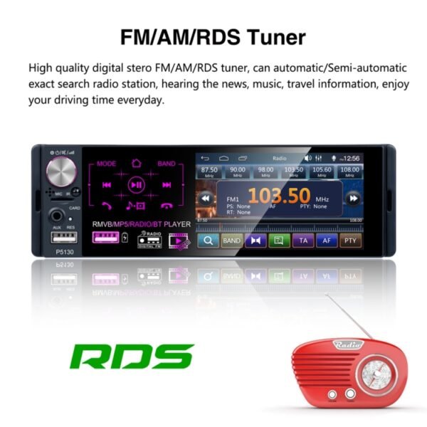 P5130 HD 1 Din 4.1 inch Car Radio Receiver MP5 Player, Support FM & AM & Bluetooth & TF Card, with Steering Wheel Remote Control - Image 8