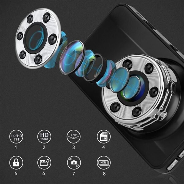 T638 Car DVR USB Hidden Driving Recorder HD Night Vision Reversing Video Monitor - Image 4