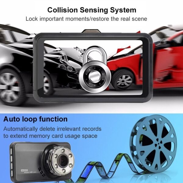 T638 Car DVR USB Hidden Driving Recorder HD Night Vision Reversing Video Monitor - Image 5