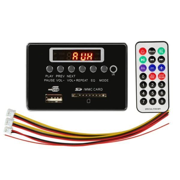 Car 5V Audio MP3 Player Decoder Board FM Radio SD Card USB AUX, with Bluetooth / Remote Control, 5V, 5V (Silver Grey) - Image 2