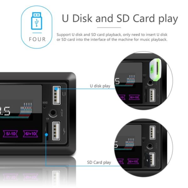 M10 12V Car Radio Receiver MP3 Player, Support Bluetooth Hand-free Calling / FM / USB / SD Card - Image 8