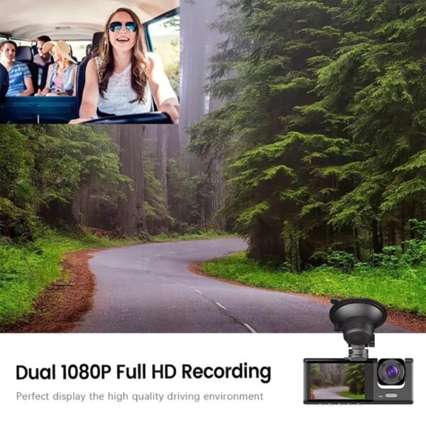 A1 3-lens Video HD Night Vision Car Driving Recorder, with Rear View Camera - Image 7