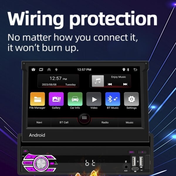 HD 7 inch Single Din Car Android Player GPS Navigation Bluetooth Touch Stereo Radio, Support Mirror Link & FM & WIFI - Image 12