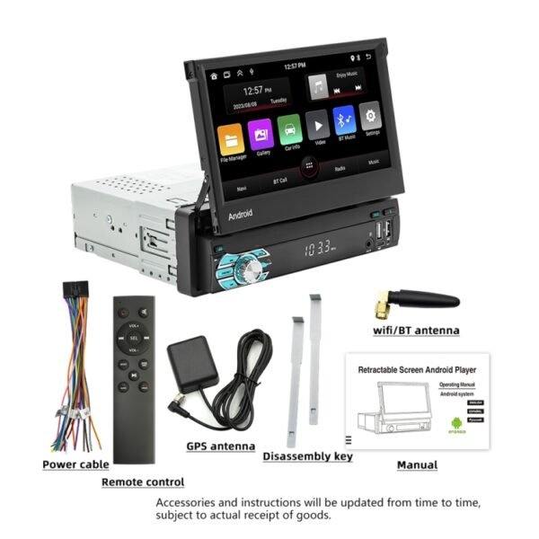 HD 7 inch Single Din Car Android Player GPS Navigation Bluetooth Touch Stereo Radio, Support Mirror Link & FM & WIFI - Image 20