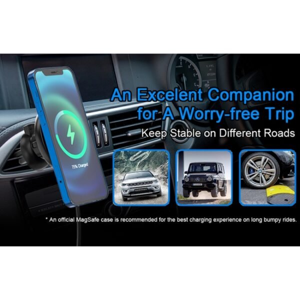 Mriowiz M-2002W 15W 360-degree Rotating MagSafe Magnetic Car Wireless Charger for iPhone 12 Series, with USB + USB-C / Type-C Data Cable, Cable Length: 1m - Image 6