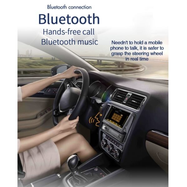 T100C 7 inch Manually Retractable Screen Car MP5 Player Radio, Support Mirror Link & FM & TF Card & USB & Bluetooth Hand-free Calling & Reversing Trajectory System & CayPlay Connection - Image 3