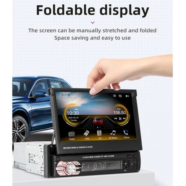 9601C HD 7 inch Universal Car Manually Retractable Screen MP5 Player with Carplay, Support FM & Bluetooth & TF Card - Image 2