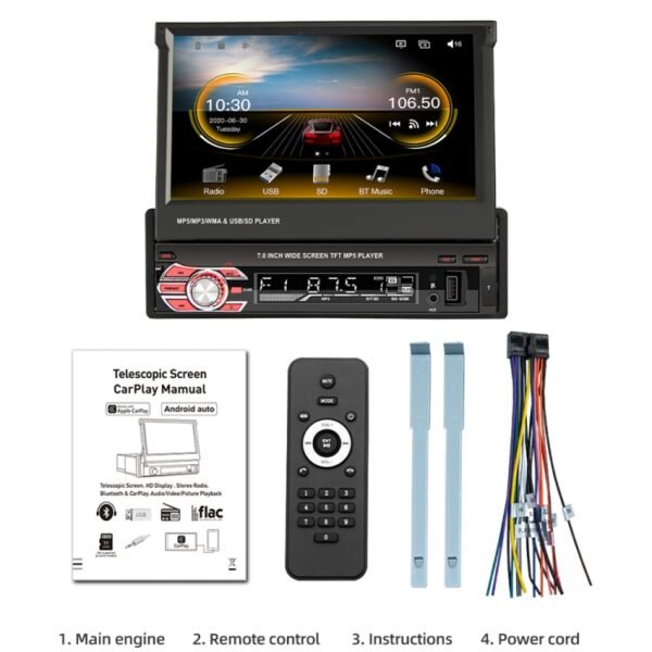 9601C HD 7 inch Universal Car Manually Retractable Screen MP5 Player with Carplay, Support FM & Bluetooth & TF Card - Image 11