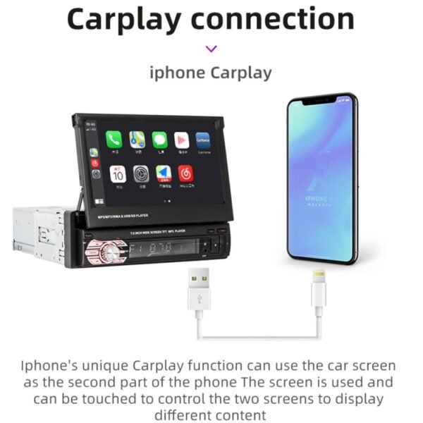 9601C HD 7 inch Universal Car Manually Retractable Screen MP5 Player with Carplay, Support FM & Bluetooth & TF Card - Image 7