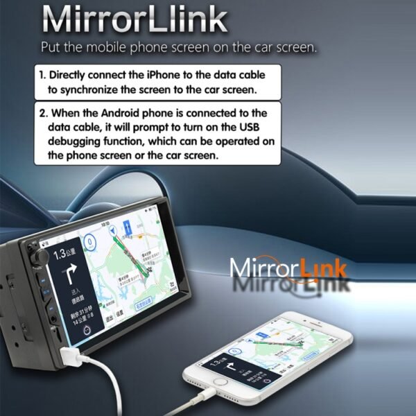 B700C HD 7 inch Universal Car MP5 Player with Wired Carplay, Support FM & Bluetooth & TF Card - Image 2