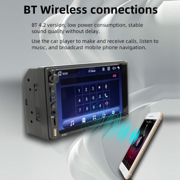 B700C HD 7 inch Universal Car MP5 Player with Wired Carplay, Support FM & Bluetooth & TF Card - Image 6