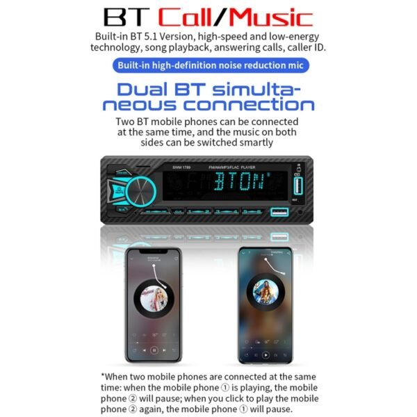 SWM-1789 Car Radio Receiver Bluetooth 5.1 MP3 Player with Remote Control - Image 5