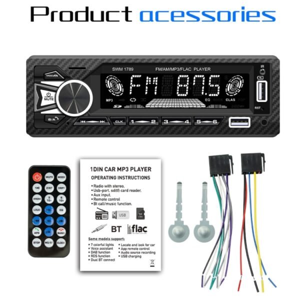 SWM-1789 Car Radio Receiver Bluetooth 5.1 MP3 Player with Remote Control - Image 7