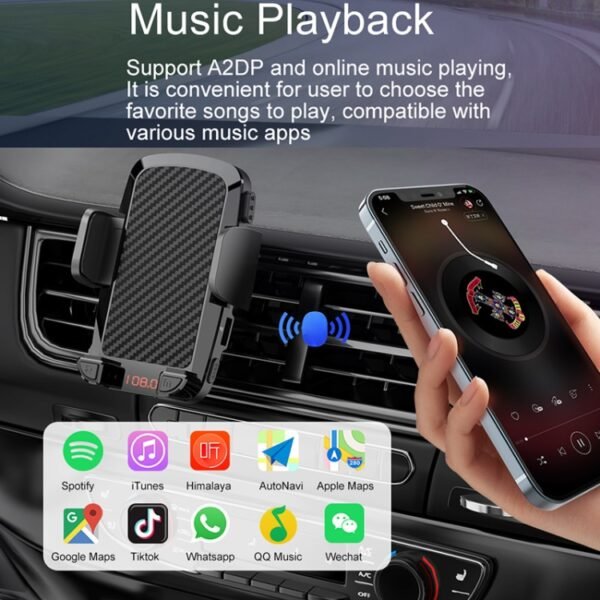 C1 Car Bluetooth 5.0 MP3 Player FM Transmitter Air Outlet Phone Holder - Image 4