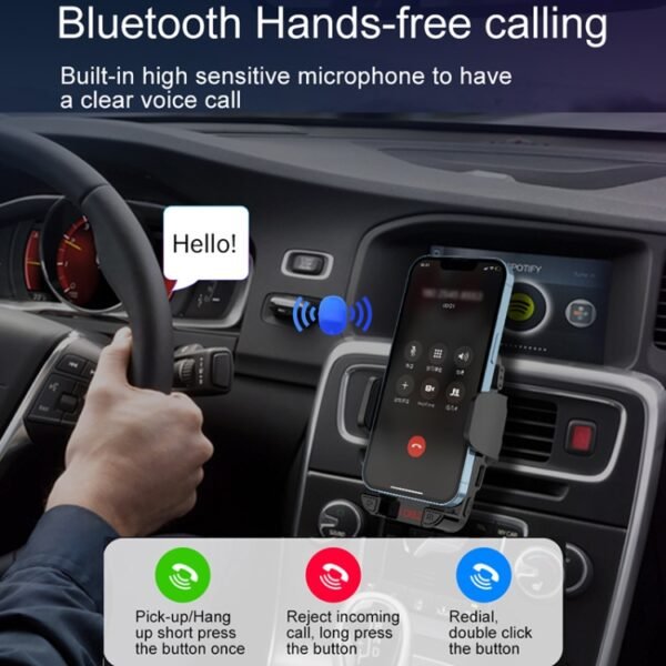 C1 Car Bluetooth 5.0 MP3 Player FM Transmitter Air Outlet Phone Holder - Image 7