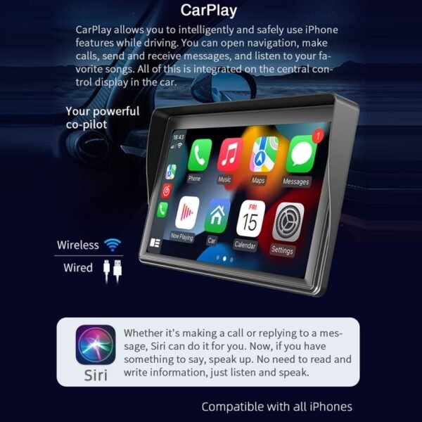 7 inch Wireless CarPlay Radio Multimedia Player 1080P IPS Touch Screen MP5 Radios Bluetooth Monitor - Image 5