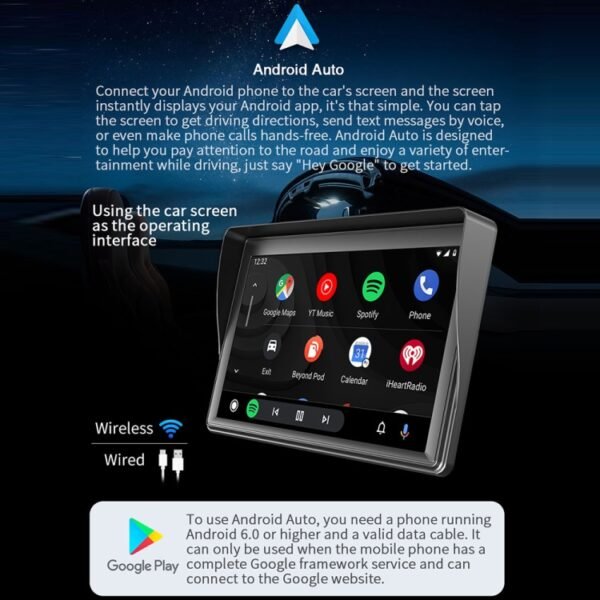 7 inch Wireless CarPlay Radio Multimedia Player 1080P IPS Touch Screen MP5 Radios Bluetooth Monitor - Image 6