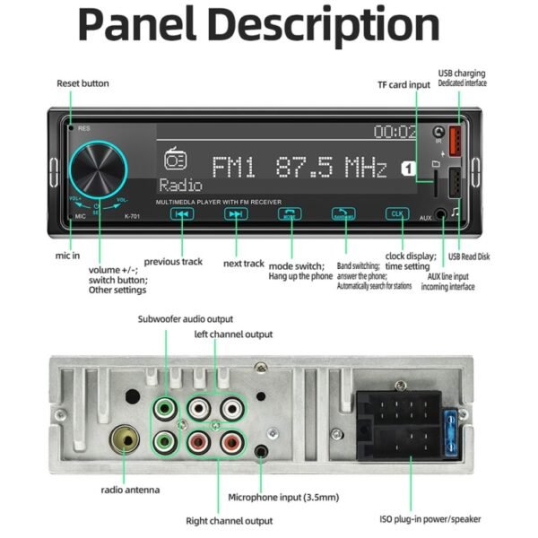 2.5D Touch Screen Car MP3 Player Radio Support Bluetooth Positioning Find Car - Image 4