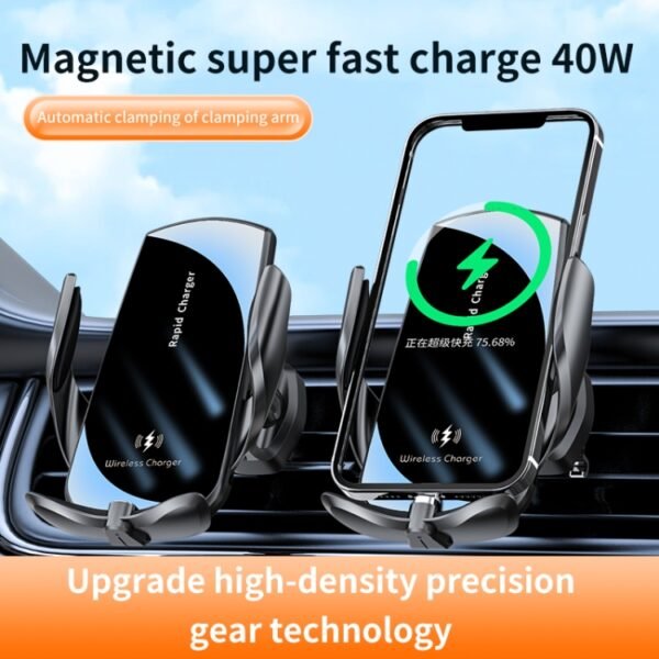 V5S 40W Magnetic Fast Charging Car Phone Holder, V5S 40W Black - Image 4
