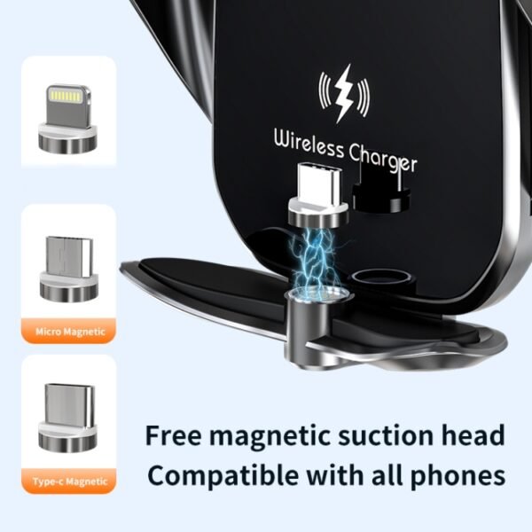 V5S 40W Magnetic Fast Charging Car Phone Holder, V5S 40W Black - Image 5