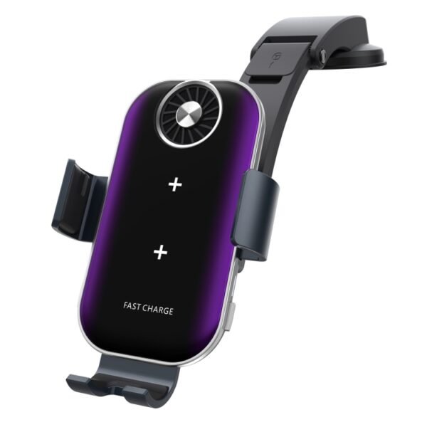 C37 Fan Cooling Dual Coil Car Phone Holder Wireless Charger - Image 2