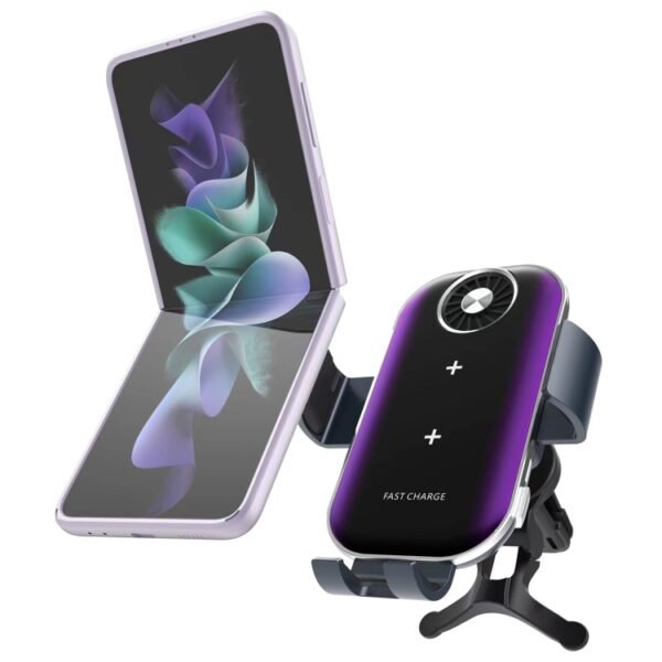 C37 Fan Cooling Dual Coil Car Phone Holder Wireless Charger - Image 4