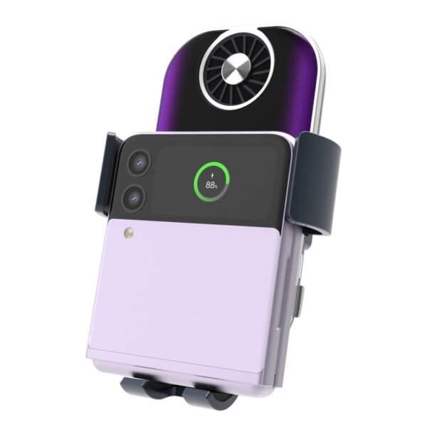 C37 Fan Cooling Dual Coil Car Phone Holder Wireless Charger - Image 5