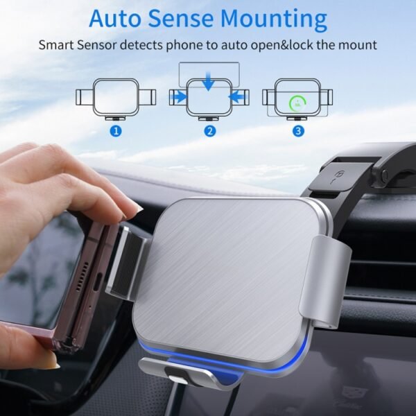 S8 Dual Coil Car Phone Holder Wireless Charger, S8 - Image 3