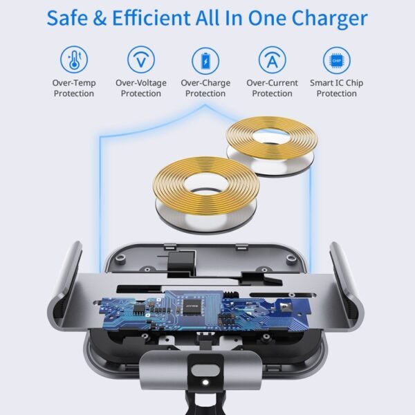 S8 Dual Coil Car Phone Holder Wireless Charger, S8 - Image 5