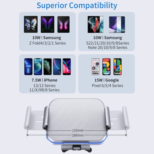 S8 Dual Coil Car Phone Holder Wireless Charger, S8 - Image 6