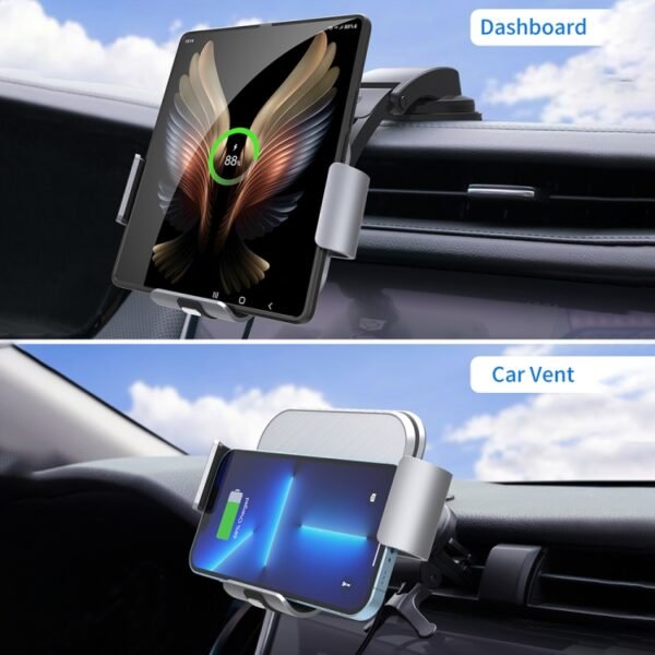 S8 Dual Coil Car Phone Holder Wireless Charger, S8 - Image 7