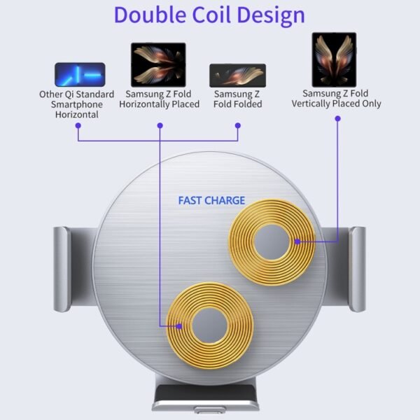 Dual Coil Car Phone Holder Wireless Charger, S9, S11 - Image 4