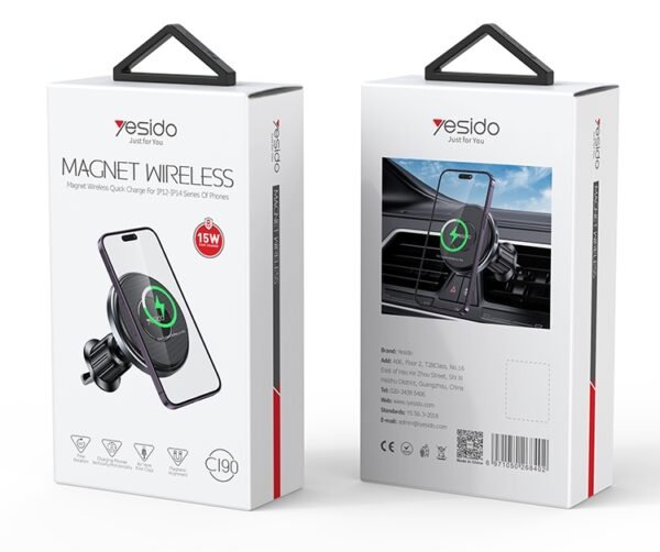Yesido C190 15W Magsafe Magnetic Car Air Vent Wireless Charger, C190 - Image 11