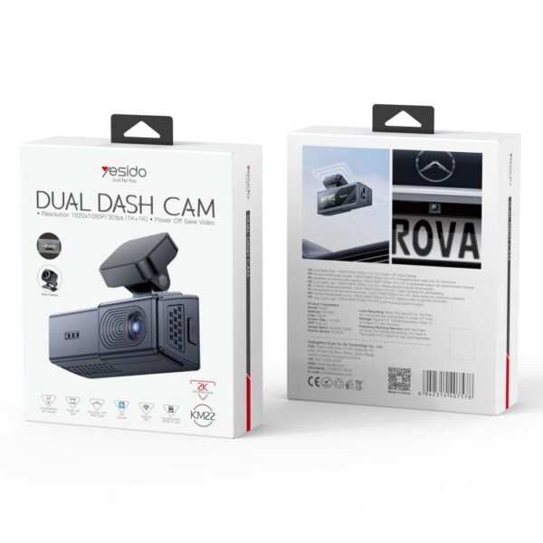 Yesido KM22 1K HD Dual Dash Camera Car Driving Recorder with 1.47 inch Screen, KM22 - Image 13