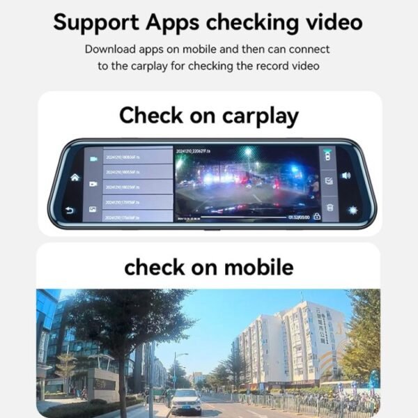 Yesido KM24 9.66 inch HD Image Reversing Assist CarPlay Streaming Rearview Mirror Dash Cam, KM24 - Image 12
