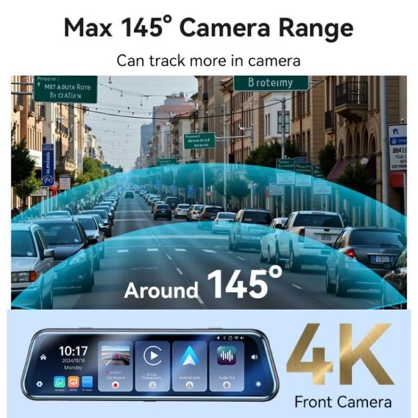 Yesido KM24 9.66 inch HD Image Reversing Assist CarPlay Streaming Rearview Mirror Dash Cam, KM24 - Image 3