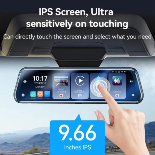 Yesido KM24 9.66 inch HD Image Reversing Assist CarPlay Streaming Rearview Mirror Dash Cam, KM24 - Image 4