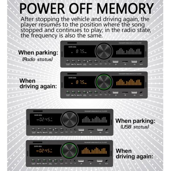 SWM-80A DC12V Car MP3 Support FM / AM & Bluetooth & Mobile Phone Voice Assistant - Image 12