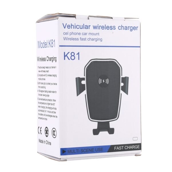 K81 10W QI Universal Rotating Gravity Induction Car Wireless Charging Mobile Phone Holder with Suction Cup - Image 11
