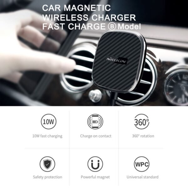 NILLKIN MC027 Car Air Outlet Vent Mount Clamp Holder 10W Fast Charging Qi Magnetic Wireless Charger, MC027 B Type - Image 5