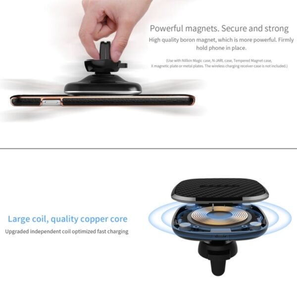 NILLKIN MC027 Car Air Outlet Vent Mount Clamp Holder 10W Fast Charging Qi Magnetic Wireless Charger, MC027 B Type - Image 7