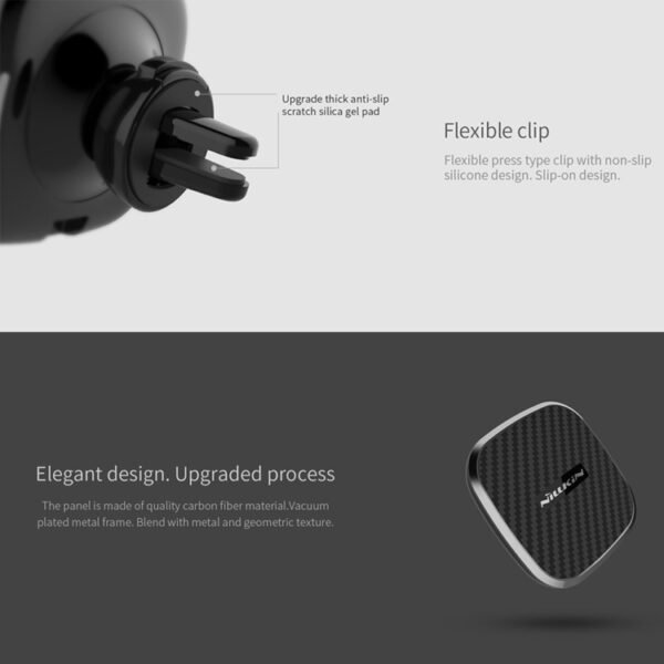 NILLKIN MC027 Car Air Outlet Vent Mount Clamp Holder 10W Fast Charging Qi Magnetic Wireless Charger, MC027 B Type - Image 8