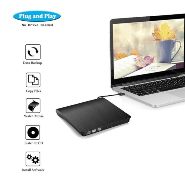 Brushed Texture USB 3.0 POP-UP Mobile External DVD-Rw DVD / CD Rewritable Drive External ODD & HDD Device - Image 8