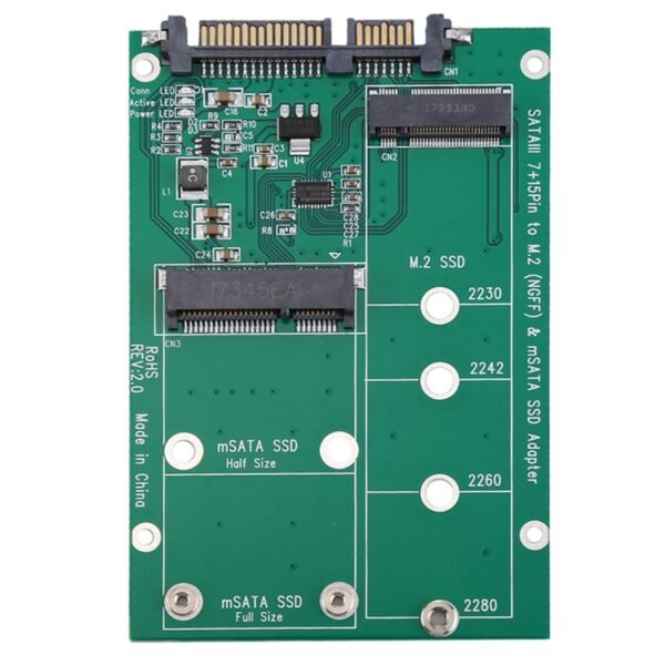M.2 NGFF & mSATA SSD to SATA III 7+15 Pin Adapter Converter - Image 2