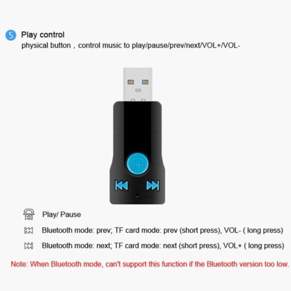 BC07 Mini Brushed Texture USB Bluetooth Receiver MP3 Player SD/TF Card Reader with Microphone & Audio Cable, Support Handsfree & AUX Output & 32GB Micro SD / TF Card & Two-sided USB Port Connecting - Image 19