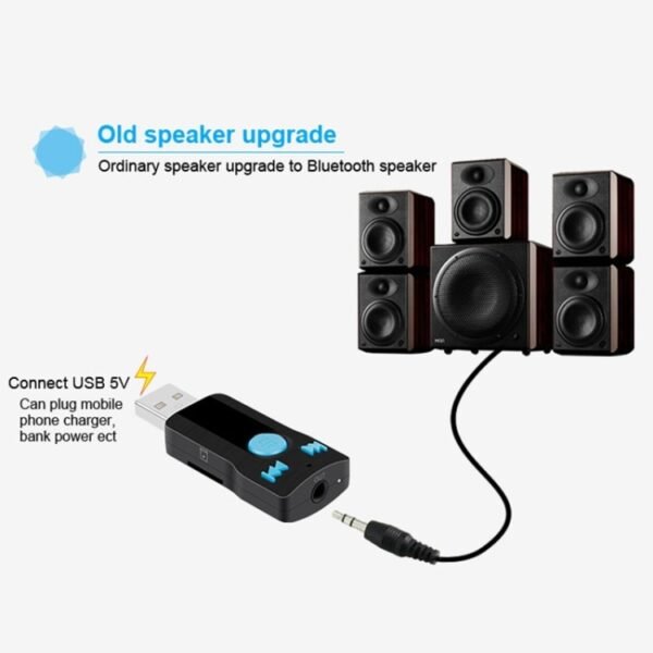 BC07 Mini Brushed Texture USB Bluetooth Receiver MP3 Player SD/TF Card Reader with Microphone & Audio Cable, Support Handsfree & AUX Output & 32GB Micro SD / TF Card & Two-sided USB Port Connecting - Image 9
