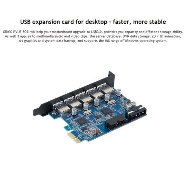 ORICO PVU3-5O2I USB3.0 * 5 + 20Pin Slot * 1 PCI Express Card for Desktop, 5Gbps Superspeed Data Transmission, 5 Ports USB3.0 - Image 5