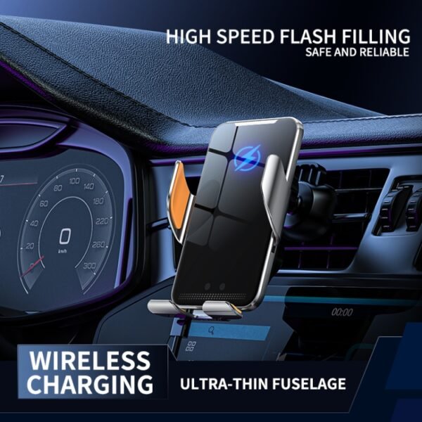 C9 Car Wireless Charger Phone Holder Infrared Auto-Clamping Metal Phone Mount Car Charger, C9 (Gray), C9 (Blue) - Image 3